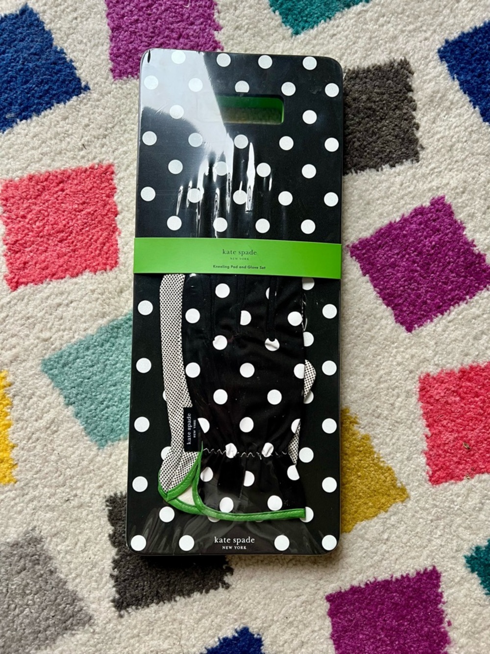 kate spade Black and White Polka Dot Kneeling Pad and Glove Set